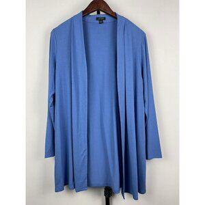 J. Jill Cardigan Wearever Rayon Jersey Stretch Open Front Long Sleeve Blue Sz MP